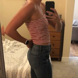 Red & White Stripped Tube Top